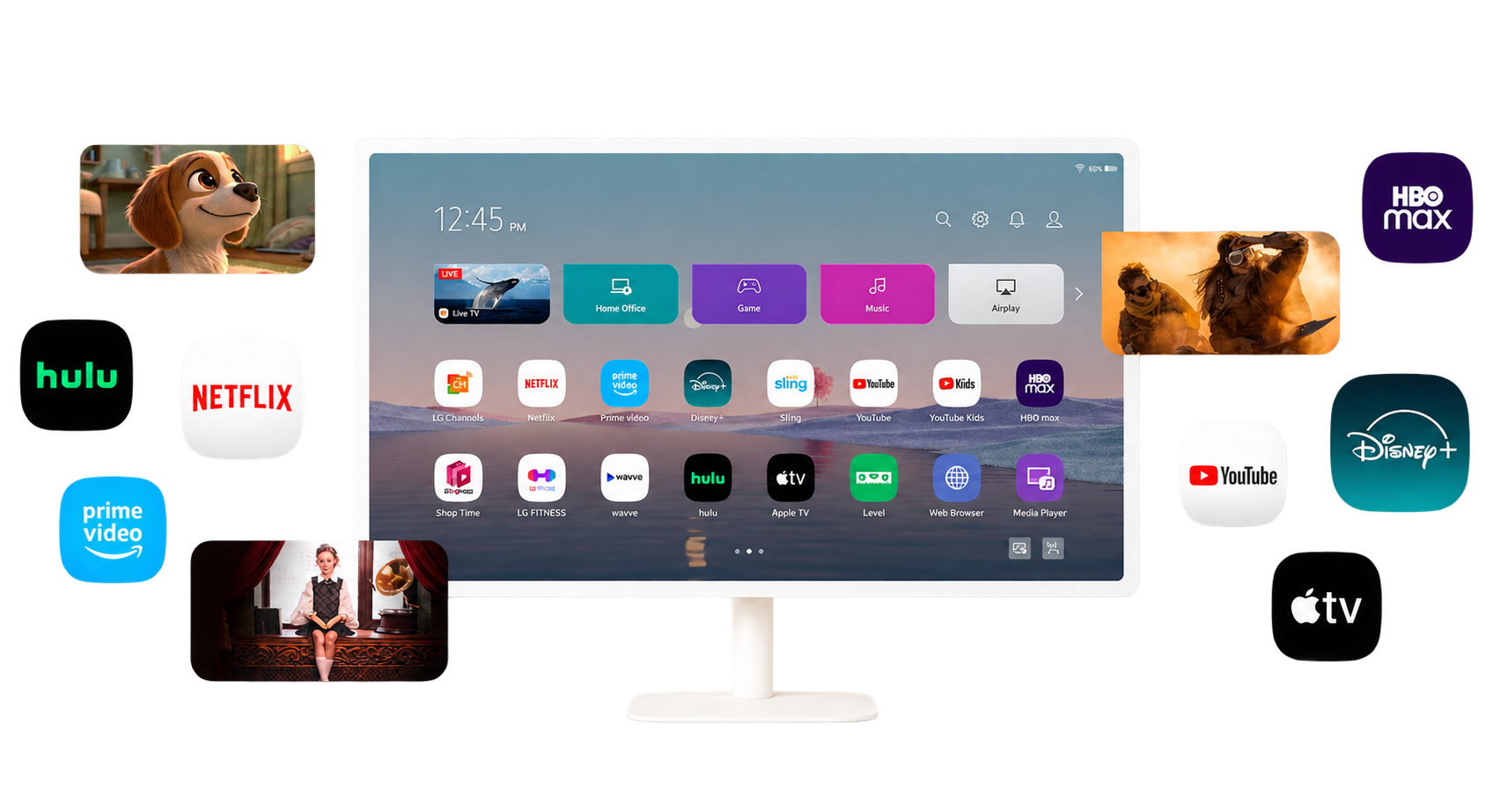 Moove Screen Pro com apps de streaming e produtividade na tela
